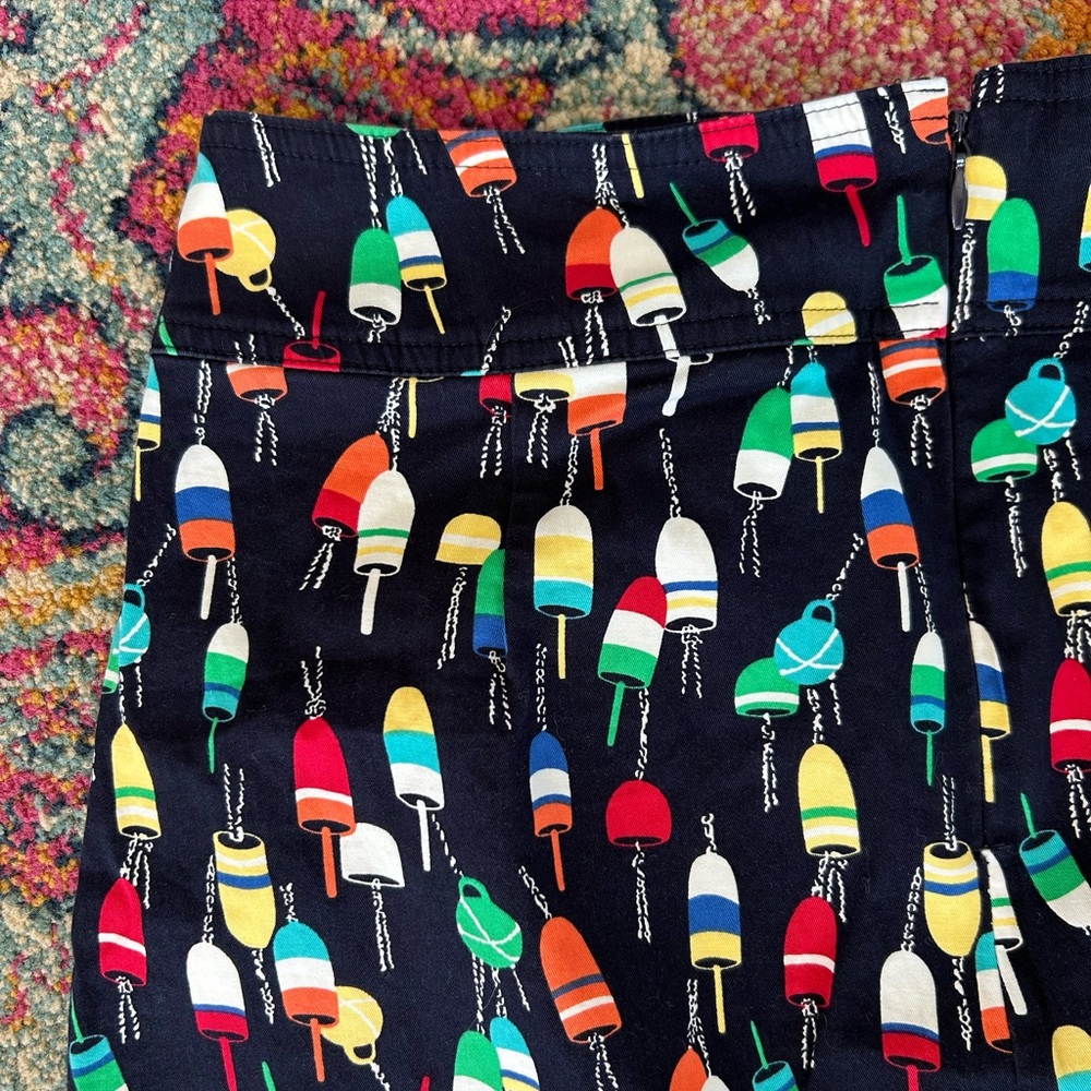 Talbots | Women’s Navy/Multicolor Buoy Pattern Zip Bank Mini Pencil Skirt Size 8 - Picture 9 of 14